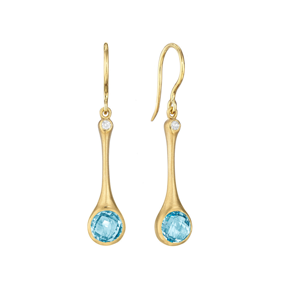 Blue Topaz Triple Drop Bezel Stud Earrings