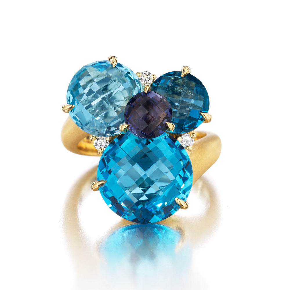 Cluster Blue Topaz Ring