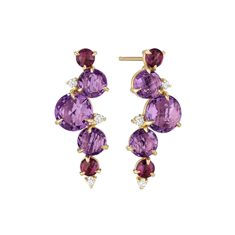 Cluster Amethyst Waterfall Earrings