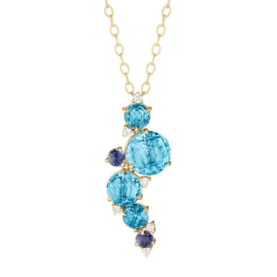 Cluster Blue Topaz Waterfall Pendant