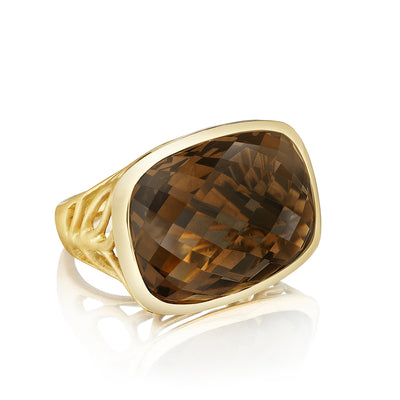 Bold Smoky Quartz East-West Ring